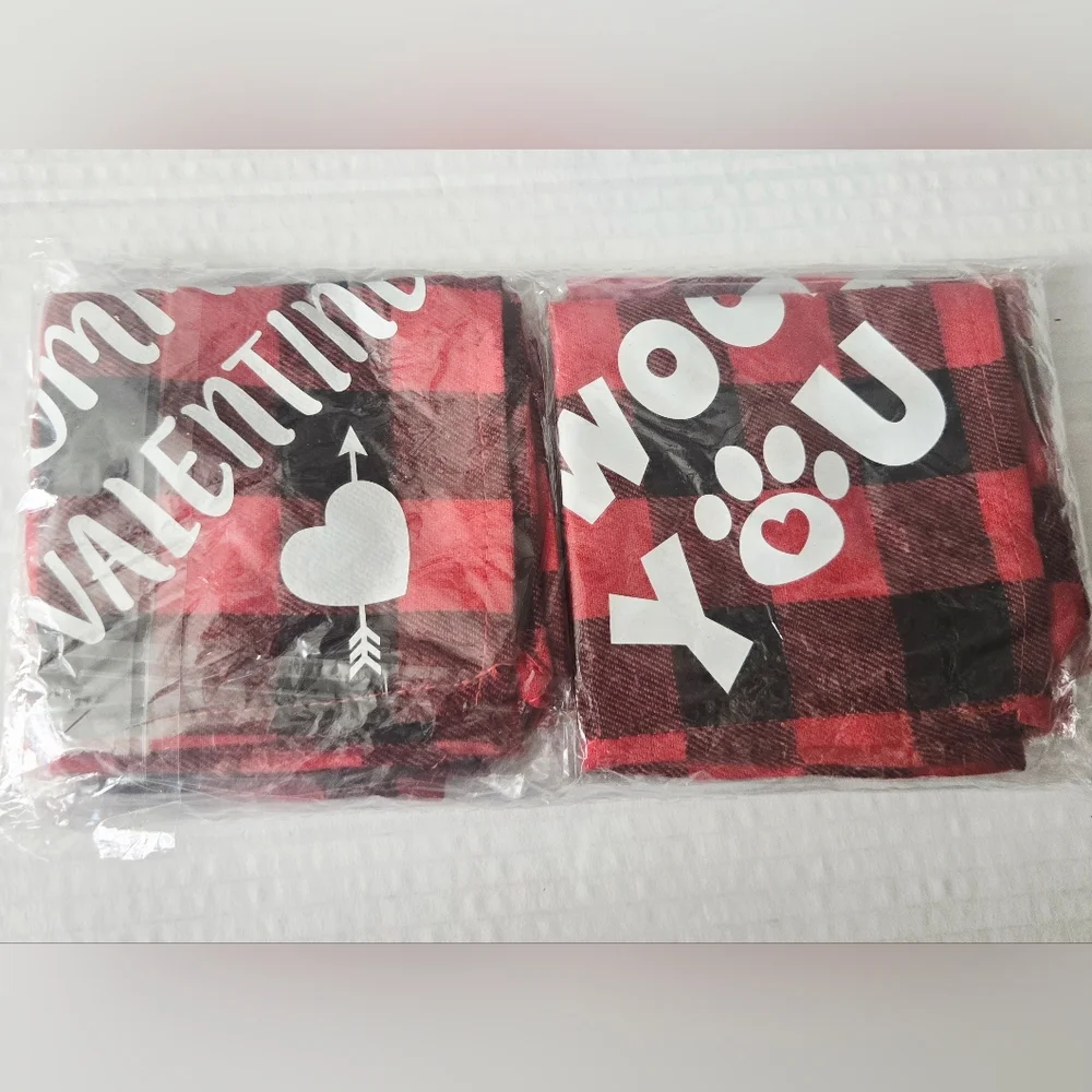 Valentine Dog Bandanas Bundle – Red Buffalo‎ Plaid “Mommy’s Valentine” & More